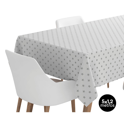 MANTEL STARS 3156 STD PLATA EN CAJA ROLLO 1.2X5M