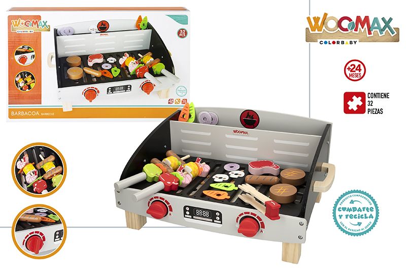 MESA BARBACOA 49315 MADERA 32PZS 50.5X34X23.5CM