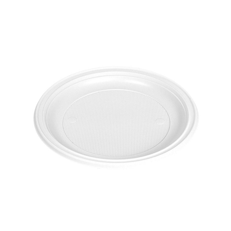 PACK 100 UDS PLATO 5016R LLANO REDONDO REUTILIZABLE BLANCO 14CM