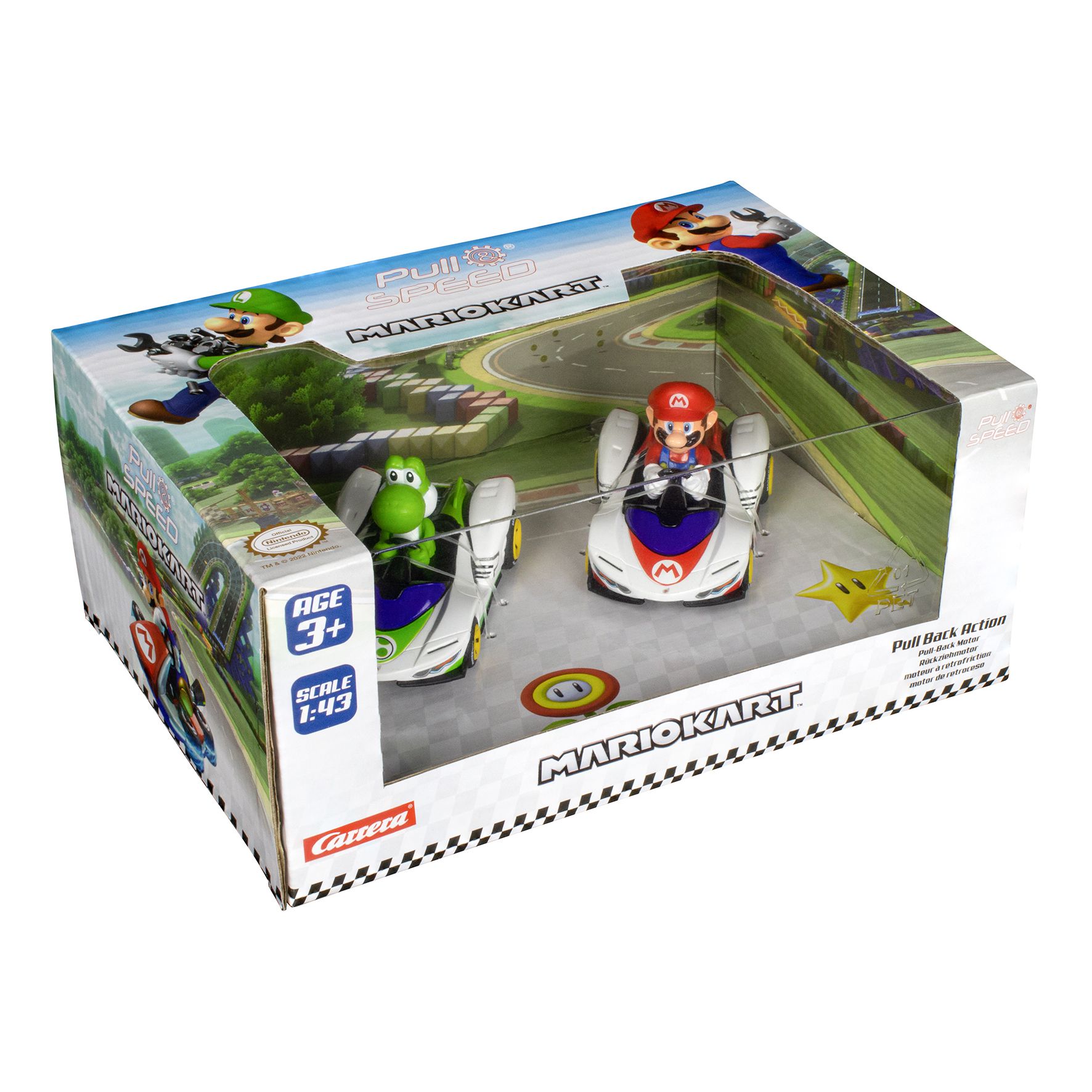 PACK 2 COCHES 15813022 MARIO KART Y YOSHI PULL AND SPEED 1:43