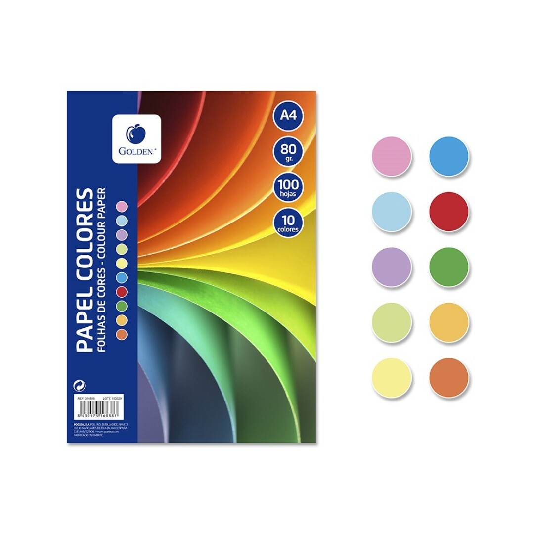 PAPEL COLORES 316888 A4 10 COLORES 100HOJAS