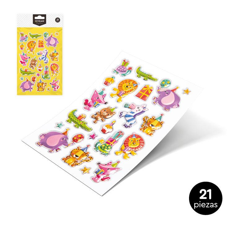 PEGATINAS 109-1000 ADHESIVAS JUNGLE 20X15CM SET 21UDS