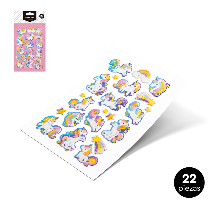 PEGATINAS ADHESIVAS 109-1004 UNICORN SET 22UDS