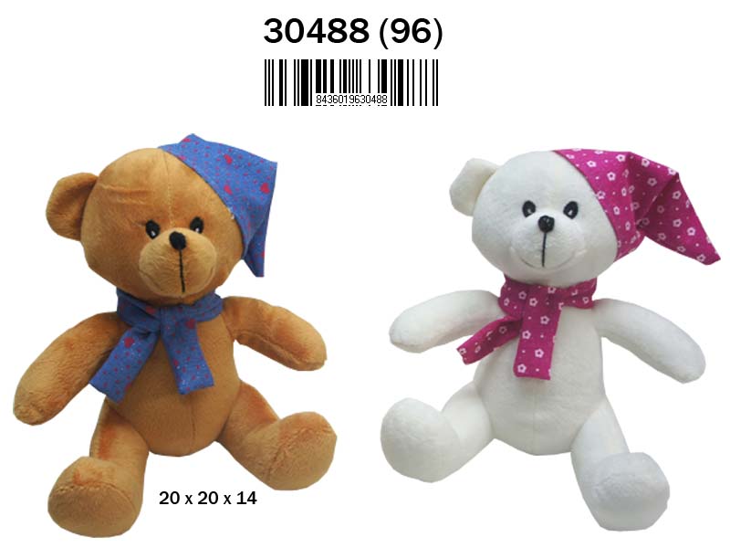 PELUCHE OSO CON GORRO 30488 Y BUFANDA 2 COLORES