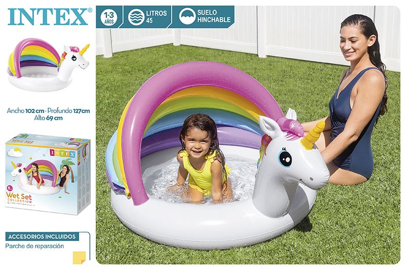 PISCINA 57113 HINCHABLE INFANTIL UNICORNIO CON TOLDO
