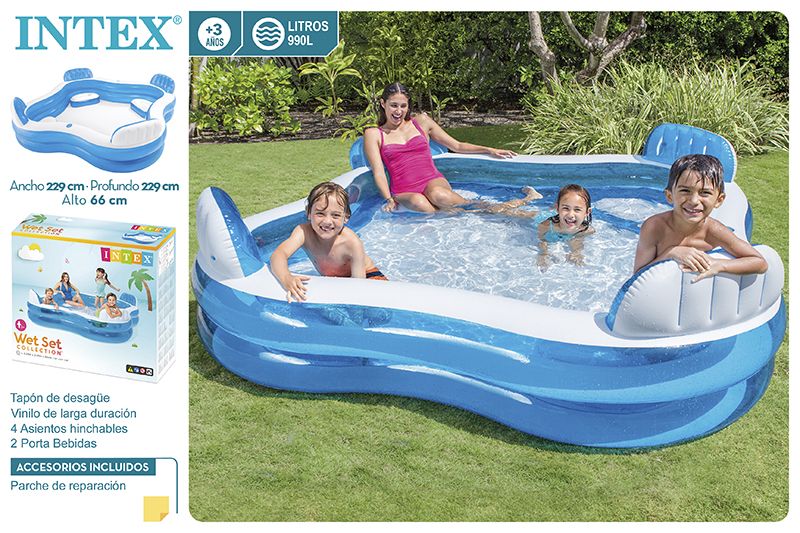 PISCINA HINCHABLE 56475 CON ASIENTOS 229X66CM