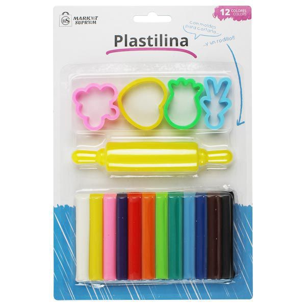 PLASTILINA A6924 12 BARRITAS 4 MOLDES Y RODILLO