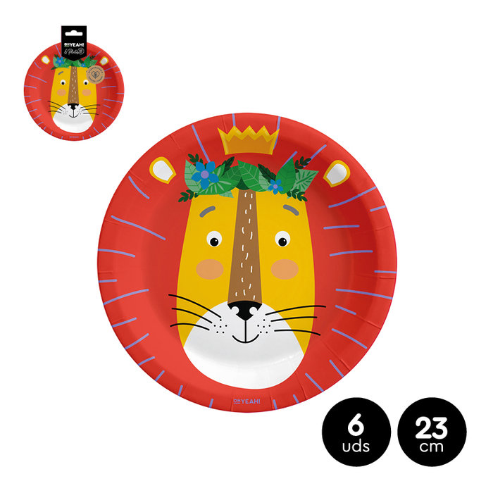 PLATO CARTON 119-1038 REY DE LA JUNGLA 23CM 6UDS