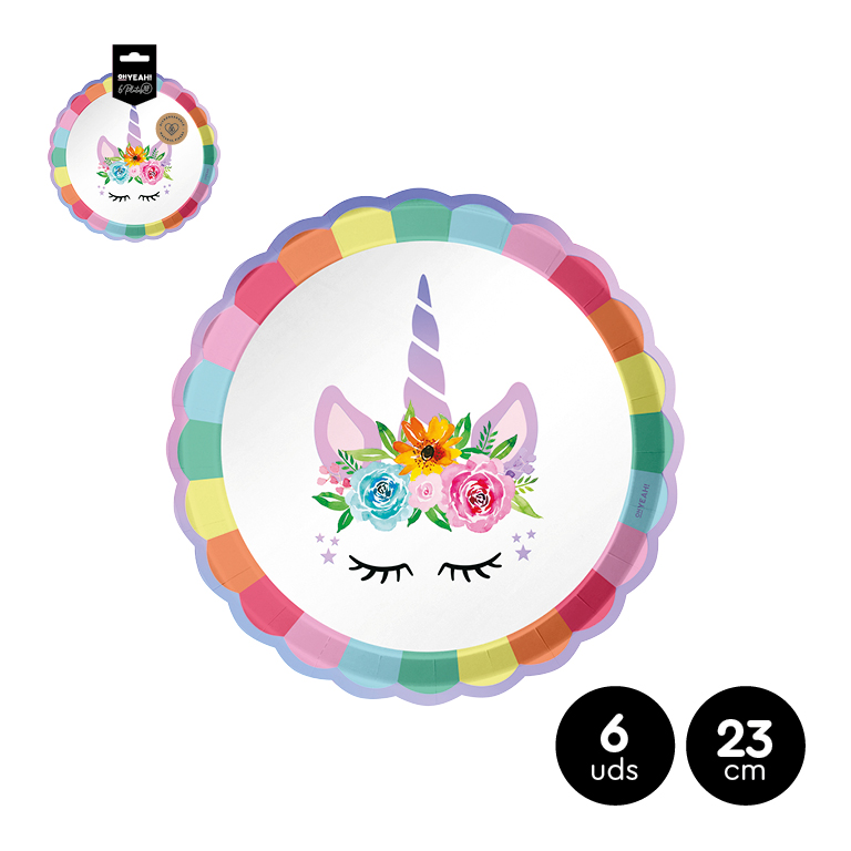 PLATO LLANO 119-1070 UNICORNIO 23CM SET 6UDS