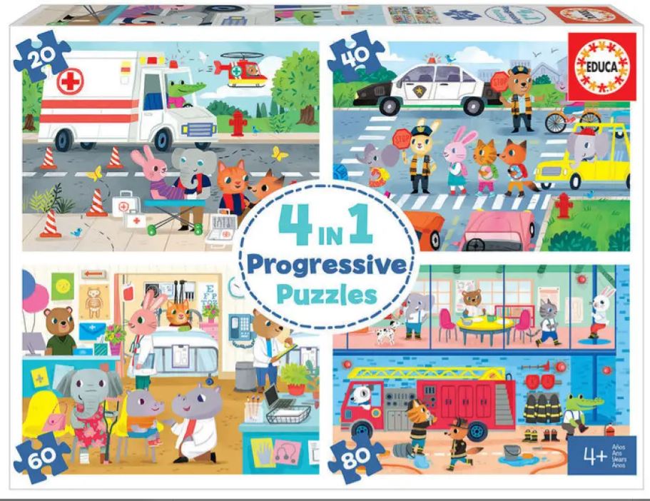 PUZZLE 18903 PROGRESIVO 4 EN 1 HEROES EN ACCION