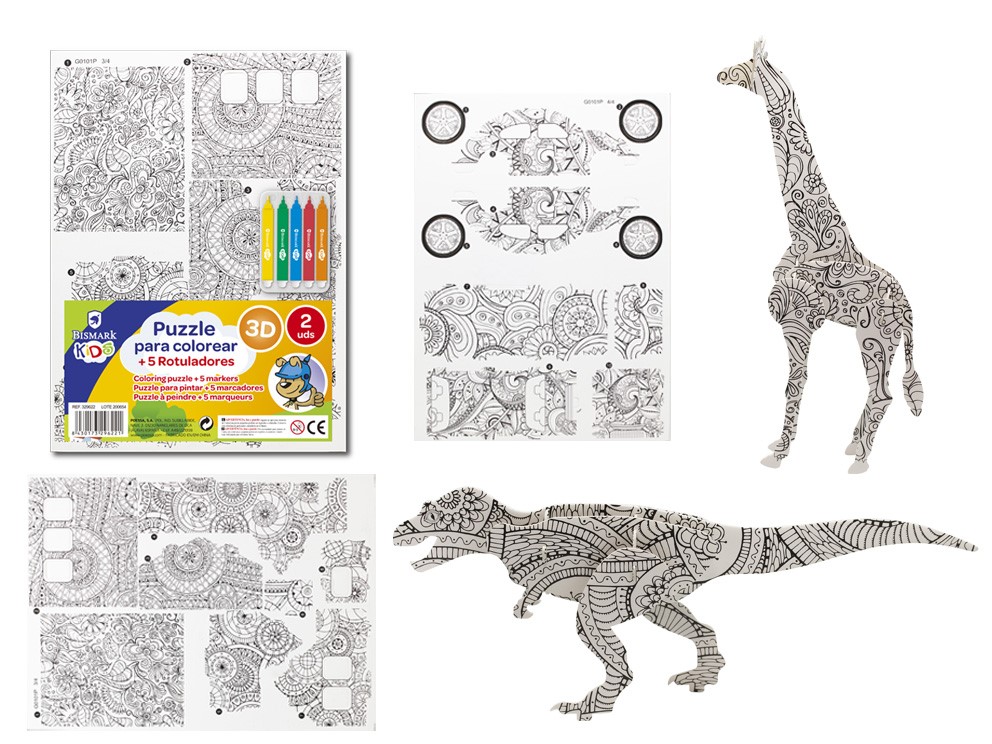 PUZZLE 329622 3D PARA PINTAR C/5 ROTULADORES