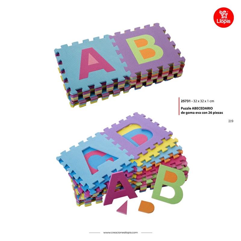 PUZZLE ABECEDARIO 32X32X1CM 25731 SET 26 PIEZAS