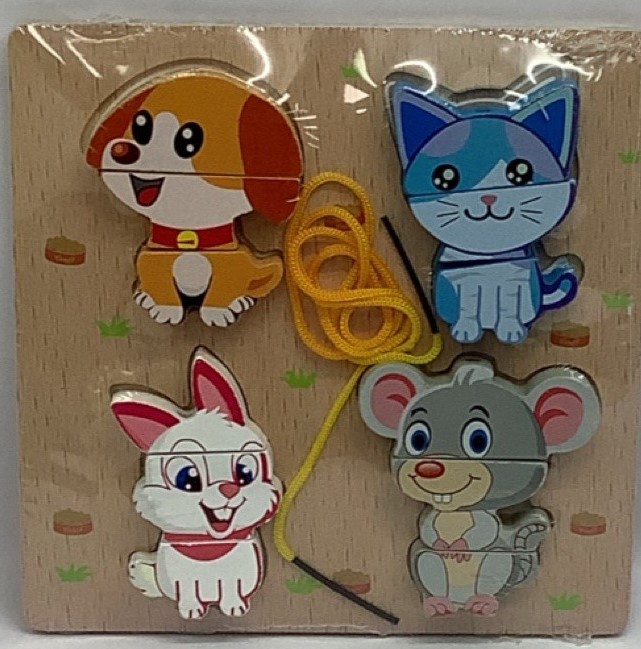 PUZZLE ANIMALES DE MADERA CON CUERDA 1359