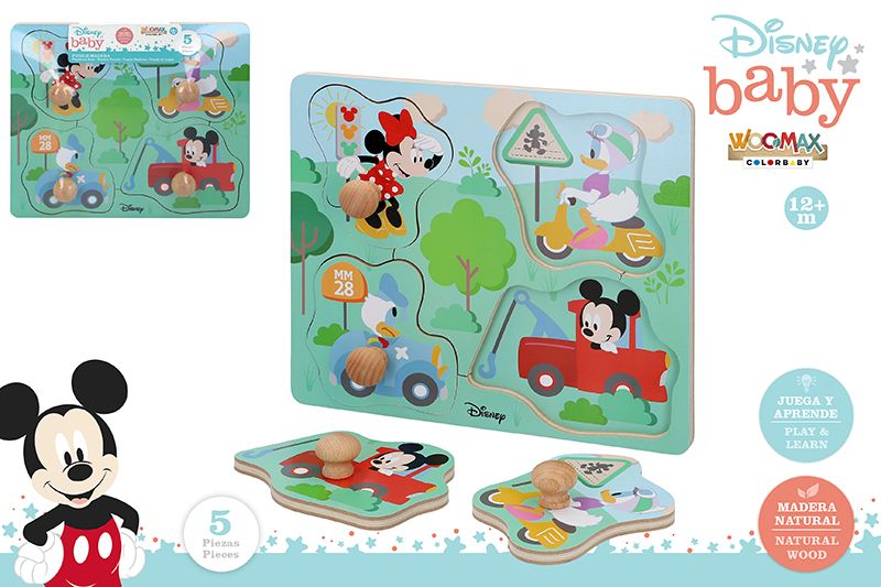 PUZZLE MADERA 48721 FIGURAS BOTON 29X25CM MICKEY*