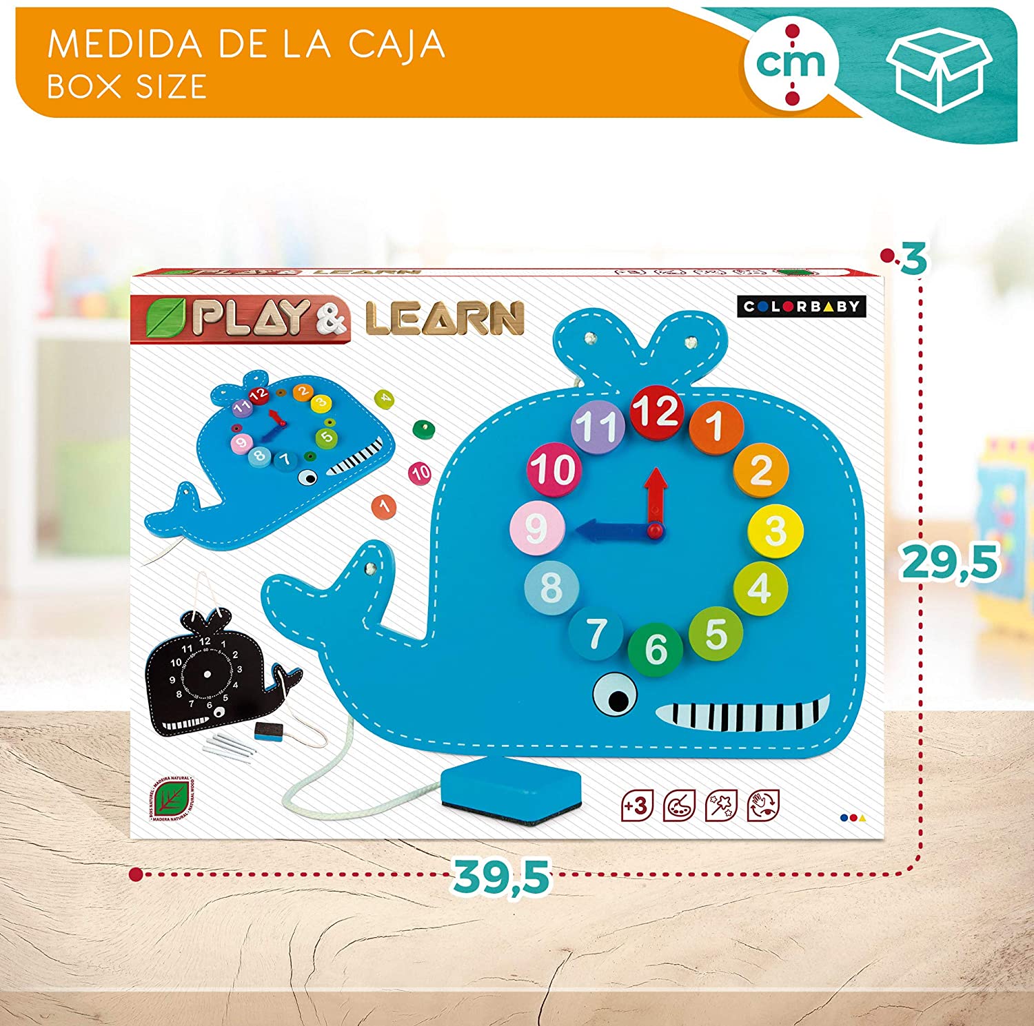 RELOJ 42743 PIZARRA BALLENA MADERA**