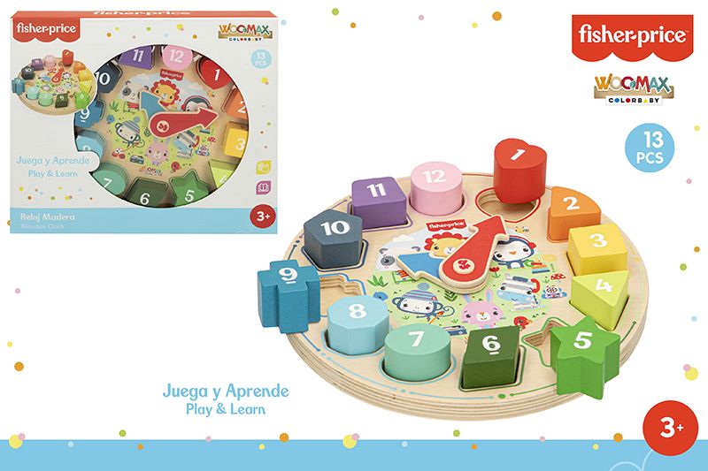 RELOJ MADERA 48814 ACTIVIDADES FISHER PRICE*