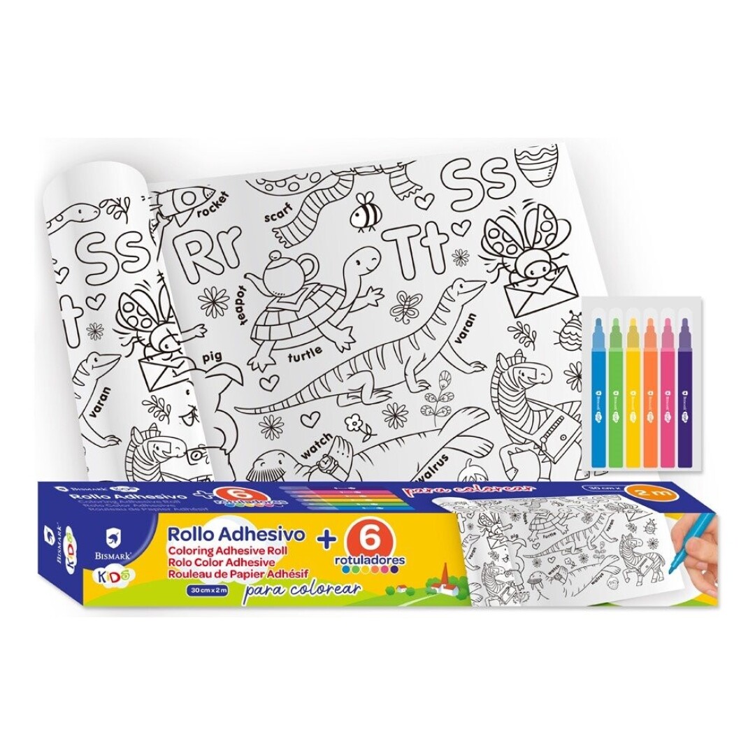 ROLLO ADHESIVO COLOREAR 329234 C/ROTULADORES 30CM X2