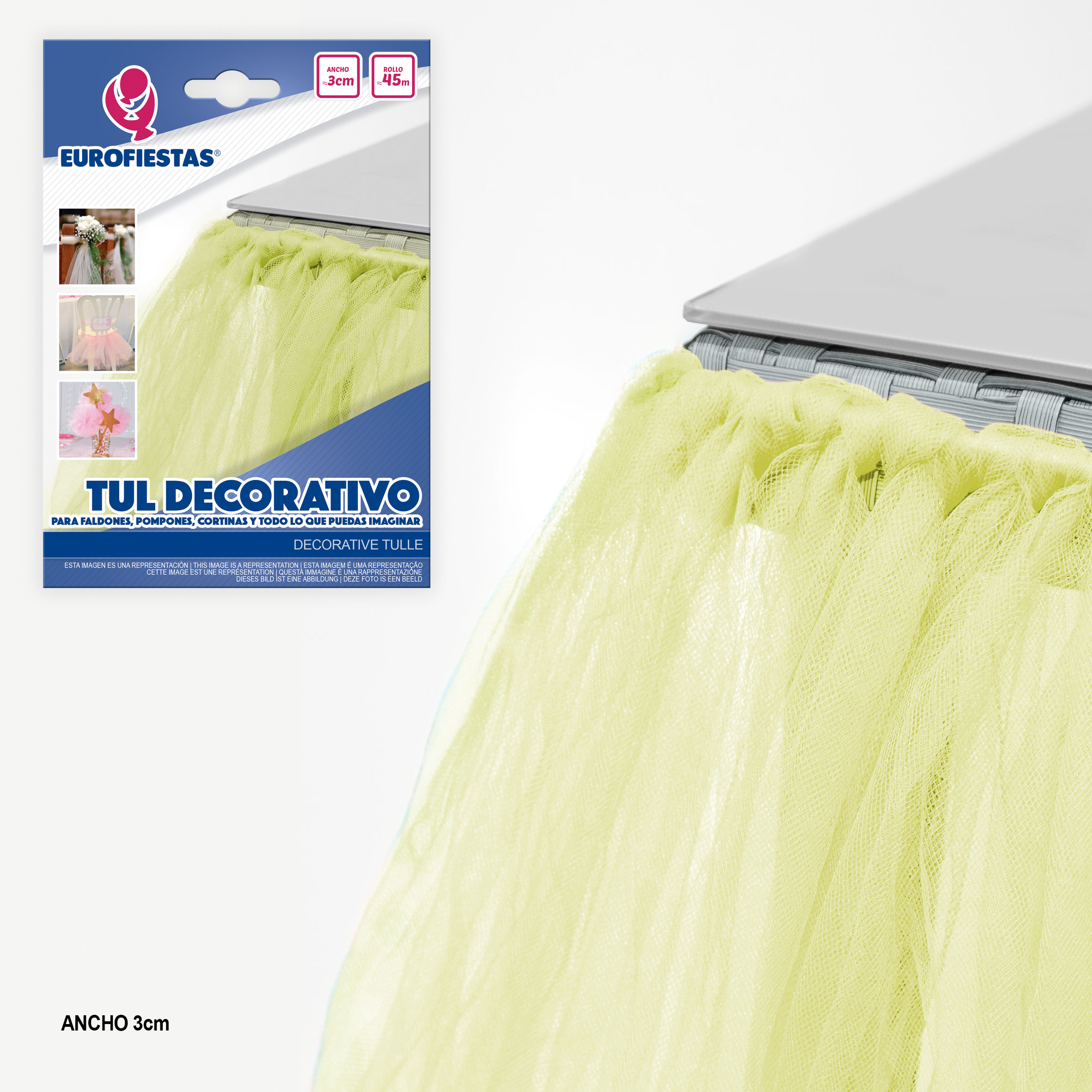 ROLLO DE TUL 91717 45M 3CM AMARILLO
