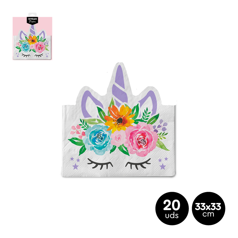 SERVILLETA 124-1030 DOBLE CAPA UNICORNIO 33CM SET 20UDS