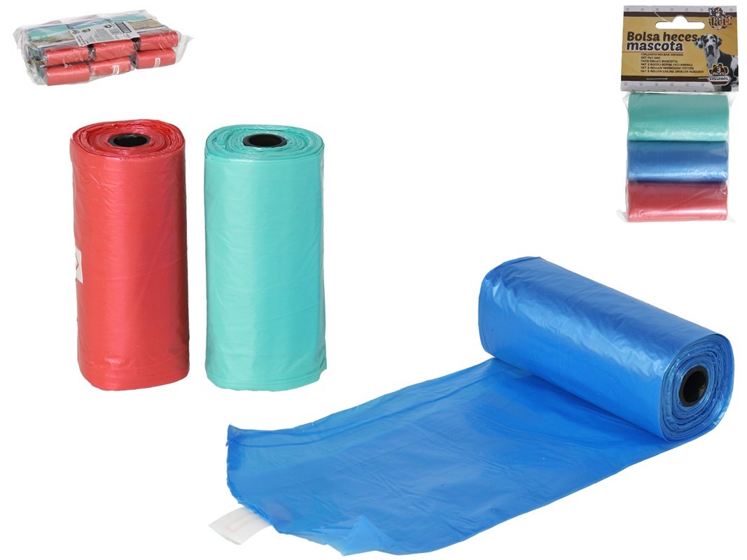 SET 3 PAQUETES X15 BOLSAS HECES MASCOTA
