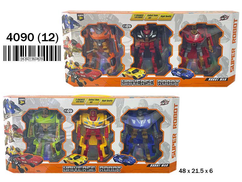 SET 3 ROBOTS TRANSFORMABLES 4090