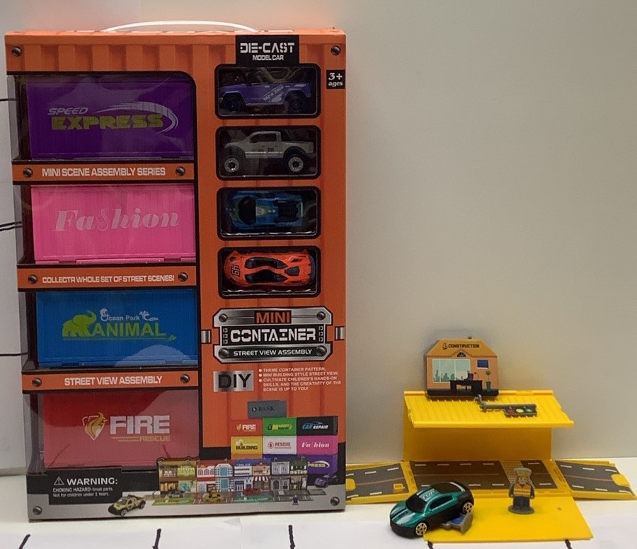SET 4 CONTENEDORES EDIFICIO CON COCHES 1627