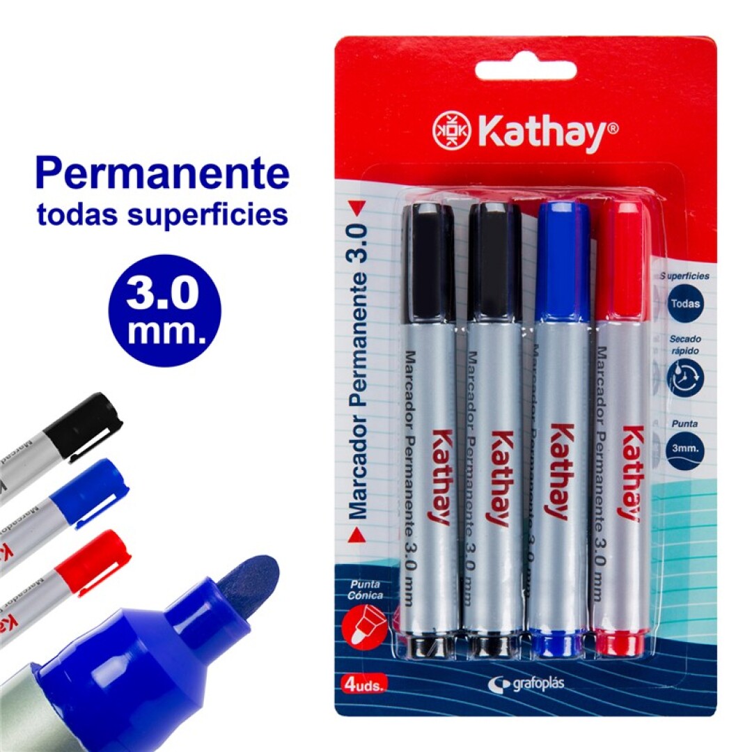 SET 4 MARCADORES PERMANENTE 86211699 3MM