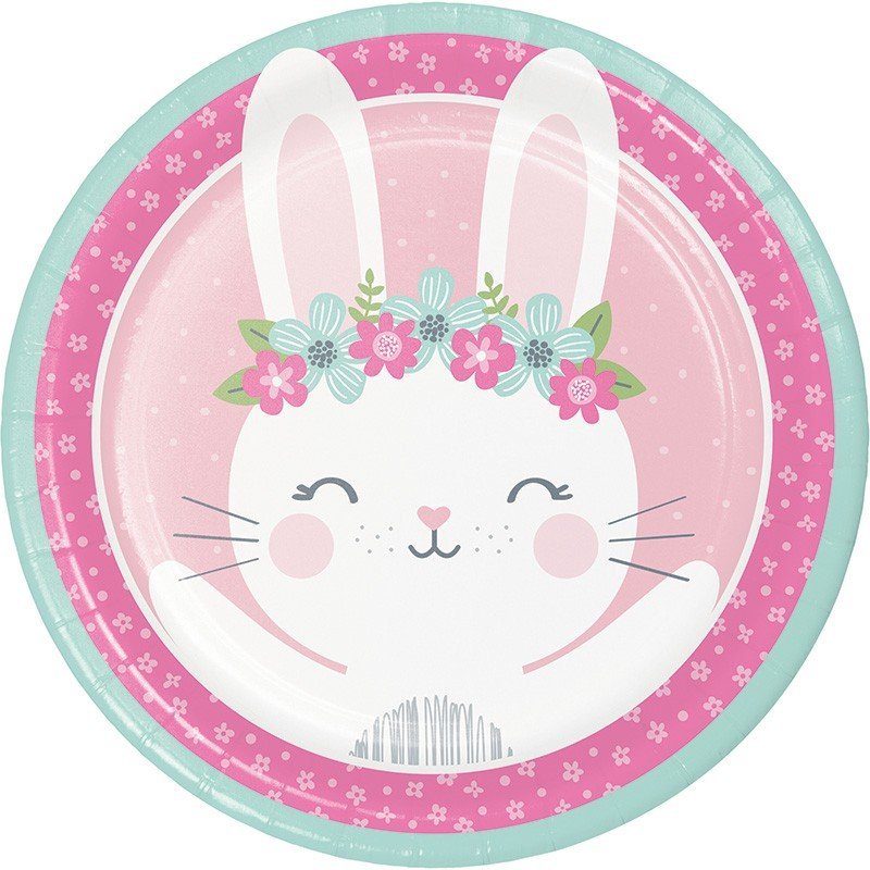 SET 8 PLATOS 23CM 1ST BIRTHDAY BUNNY CC336050