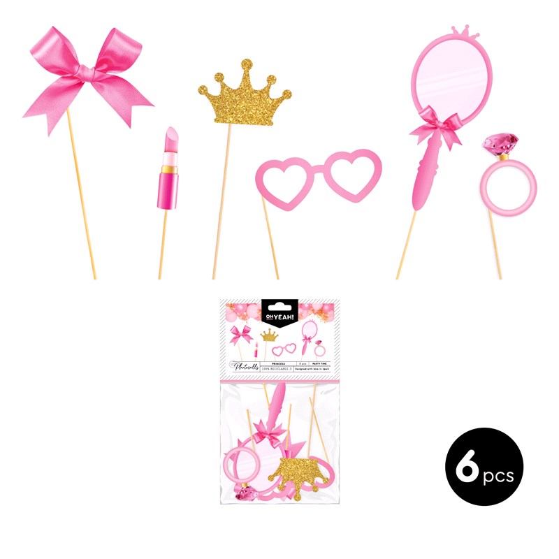 SET ACCESORIOS PARA PHOTOCALL 116-1008 PRINCESS ACABADO GLITTER SET 6UDS