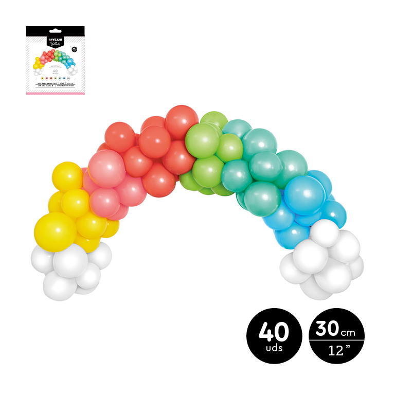 SET ARCO DE GLOBOS 112-1142 RAINBOW COLORES STD 40UDS 1.5M