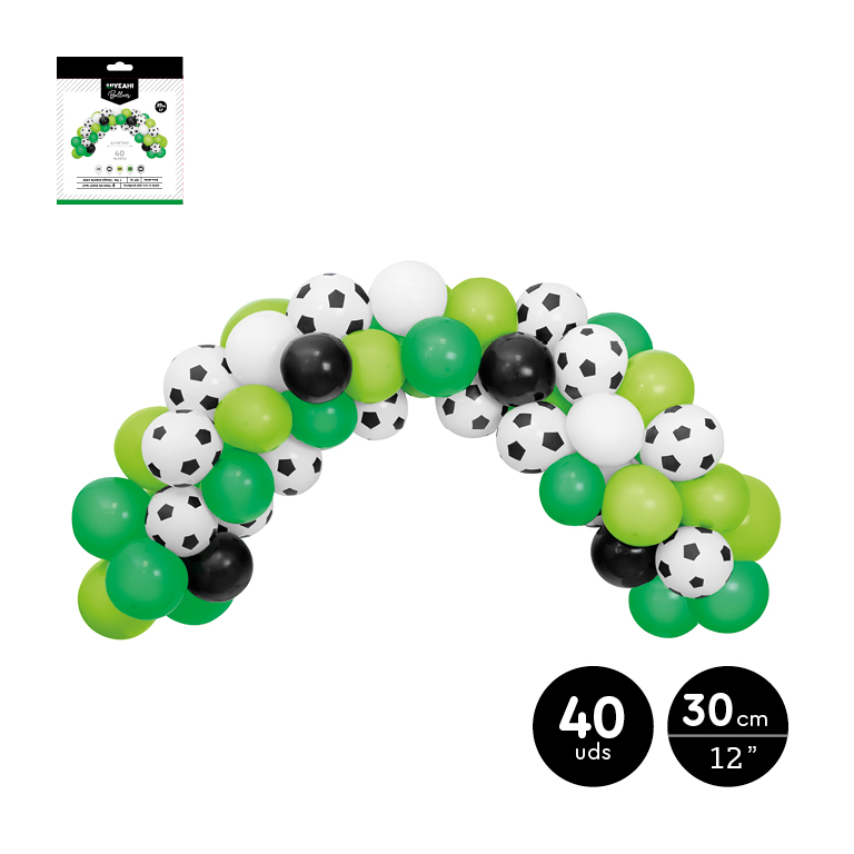 SET ARCO DE GLOBOS 112-1143/1243 FUTBOL COLORES STD SET 40UDS 1.5M