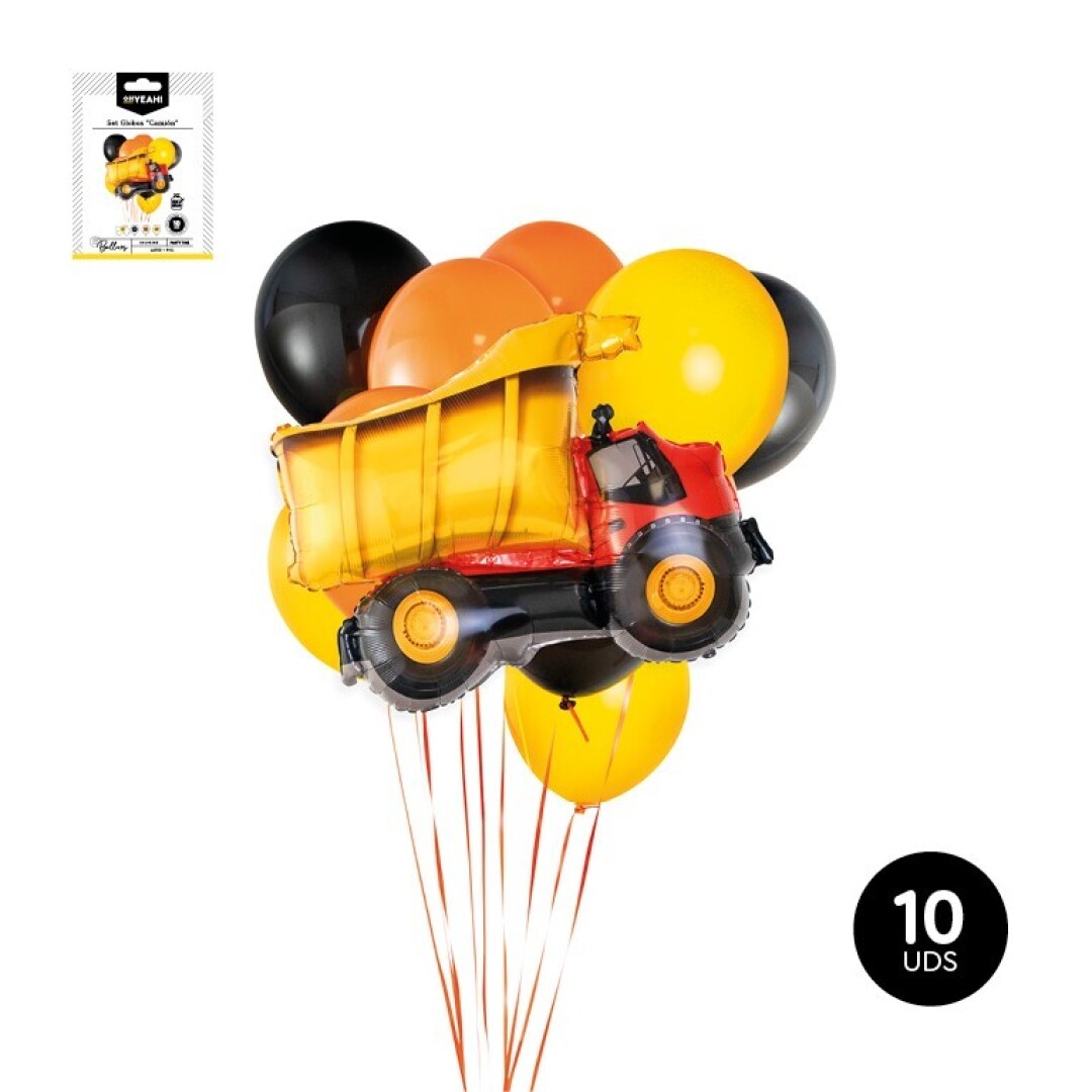 SET DE 10 GLOBOS 111-1002 ROAD CONSTRUCTION COLORES SURTIDOS EN UD VENTA**
