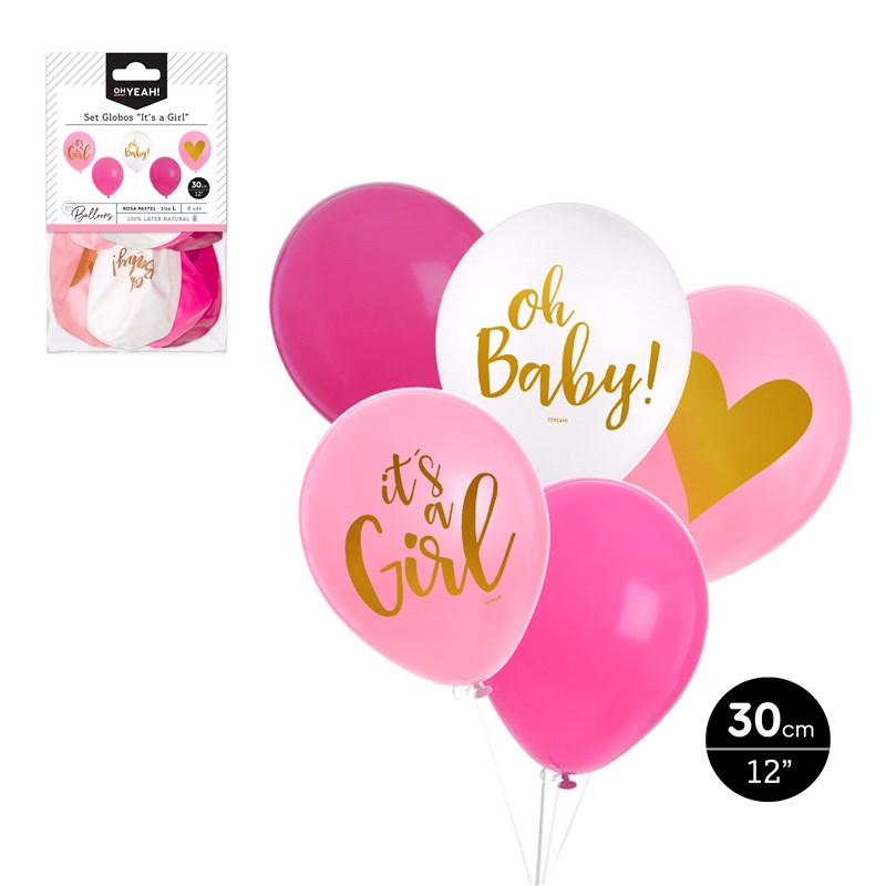 SET GLOBOS 112-1128 DECORADO IT'S A GIRL DISEÑOS STD