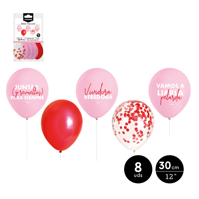 SET GLOBOS 112-1134 LATEX DECORADOS AMOR VERDADERO
