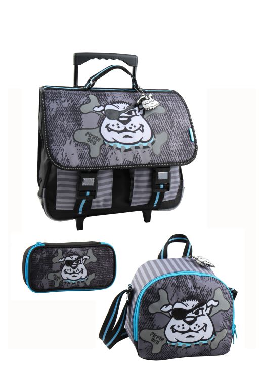 SET MOCHILA ESCOLAR + BOLSA DE ALMUERZO + ESTUCHE PERRO PIRATA JC857417S