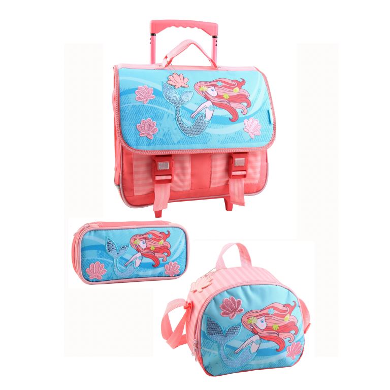 SET MOCHILA ESCOLAR + BOLSA DE ALMUERZO + ESTUCHE SIRENA JC856417S