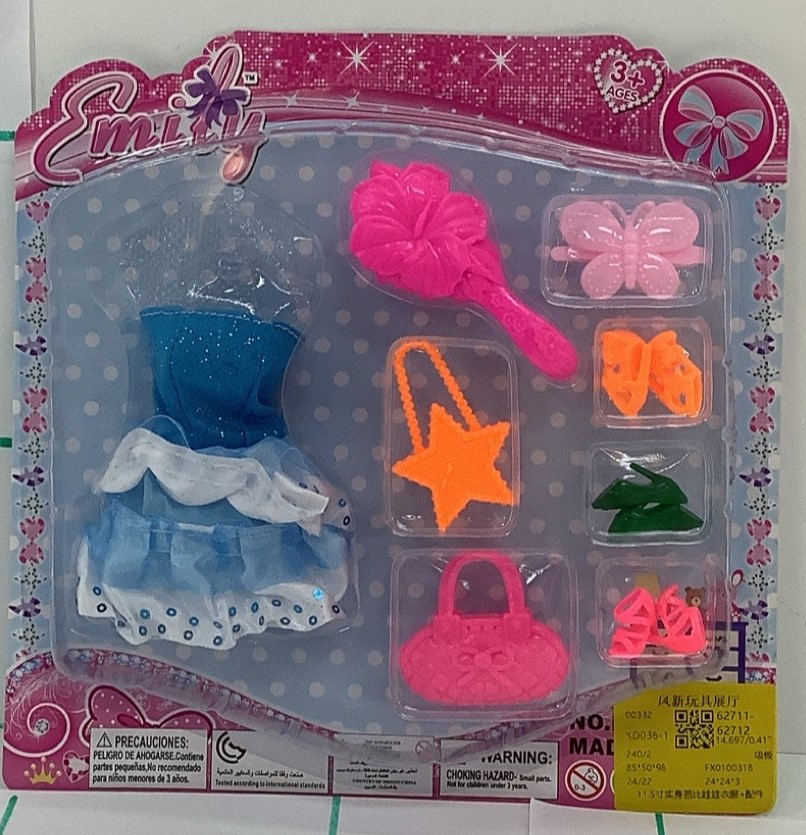 SET VESTIDO MUÑECA Y ACCESORIOS 1631