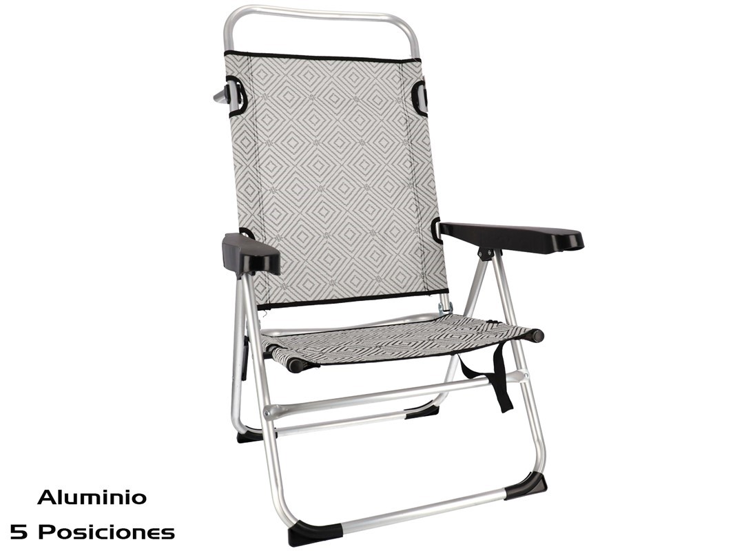 SILLA ALUMINIO 5 POSICIONES 50X64X100CM GRIS