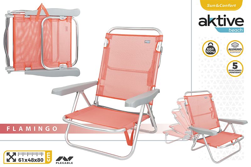 SILLA PLEGABLE 62627 ALU. 5 POSI. 61X48X80