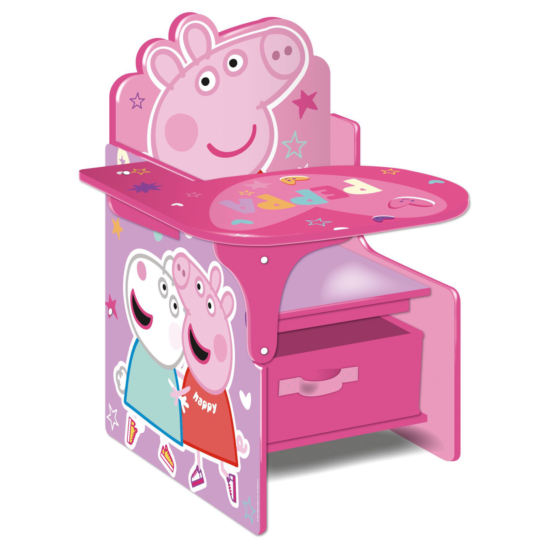 SILLA PUPITRE PP14164 CON CONTENEDOR TEXTIL 52X60X50CM MADERA PEPPA PIG