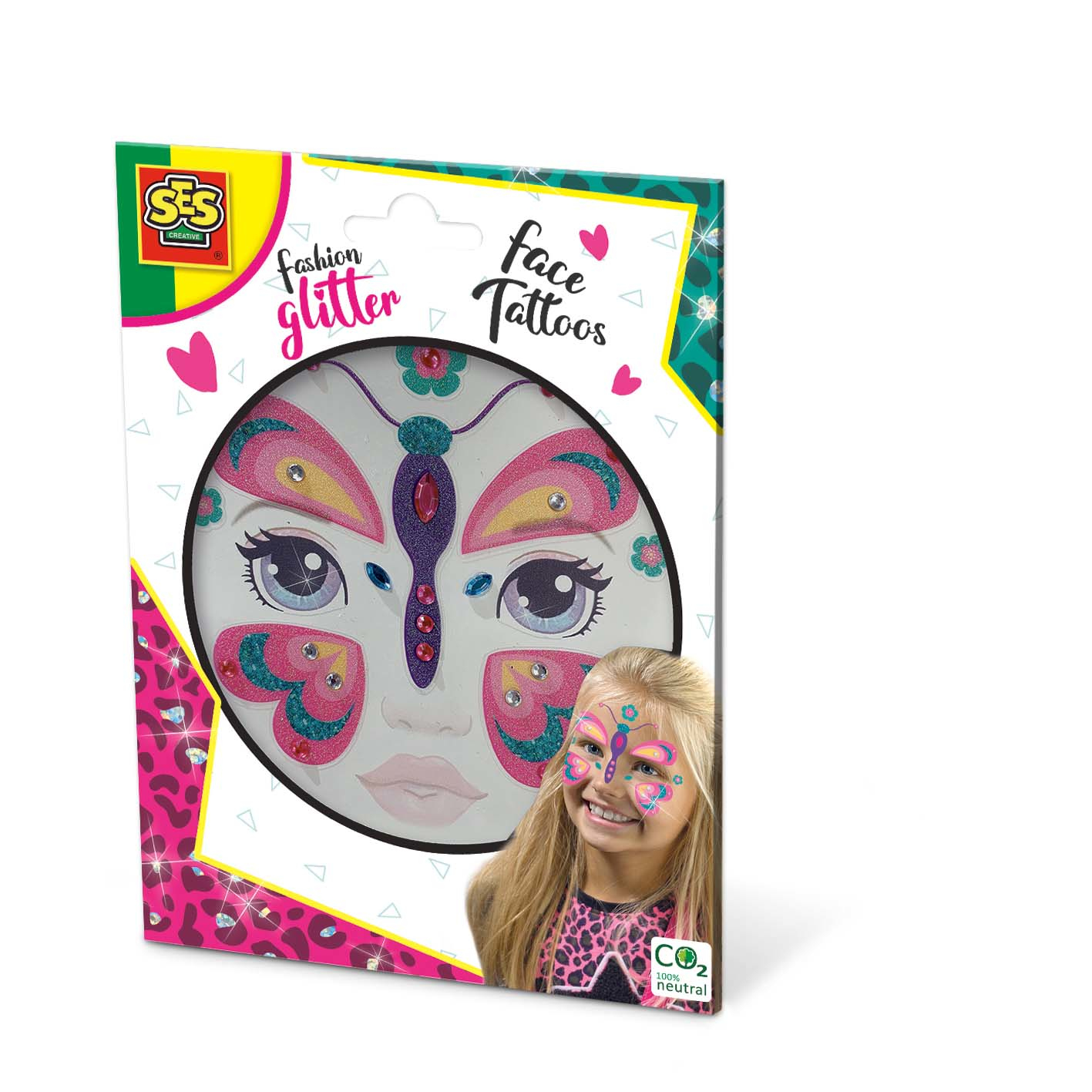 TATUAJE CARA CON PURPURINA HI-560900 DE MARIPOSA