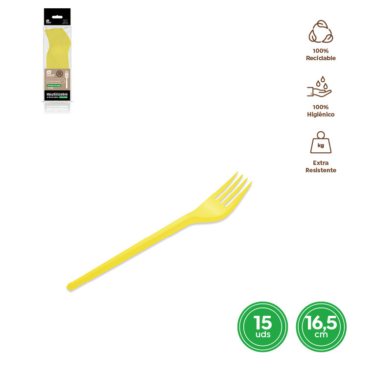 TENEDOR 1355R AMARILLO 16.5CM 15UDS