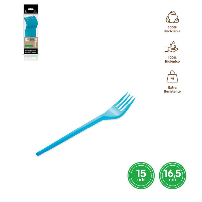 TENEDOR 1376R AZUL NUBE 16.5CM 15UDS