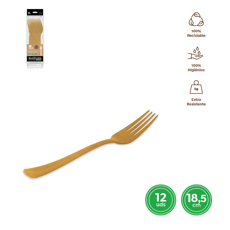 TENEDOR 1784R ALTA CALIDAD ORO 18.5CM SET 12UDS