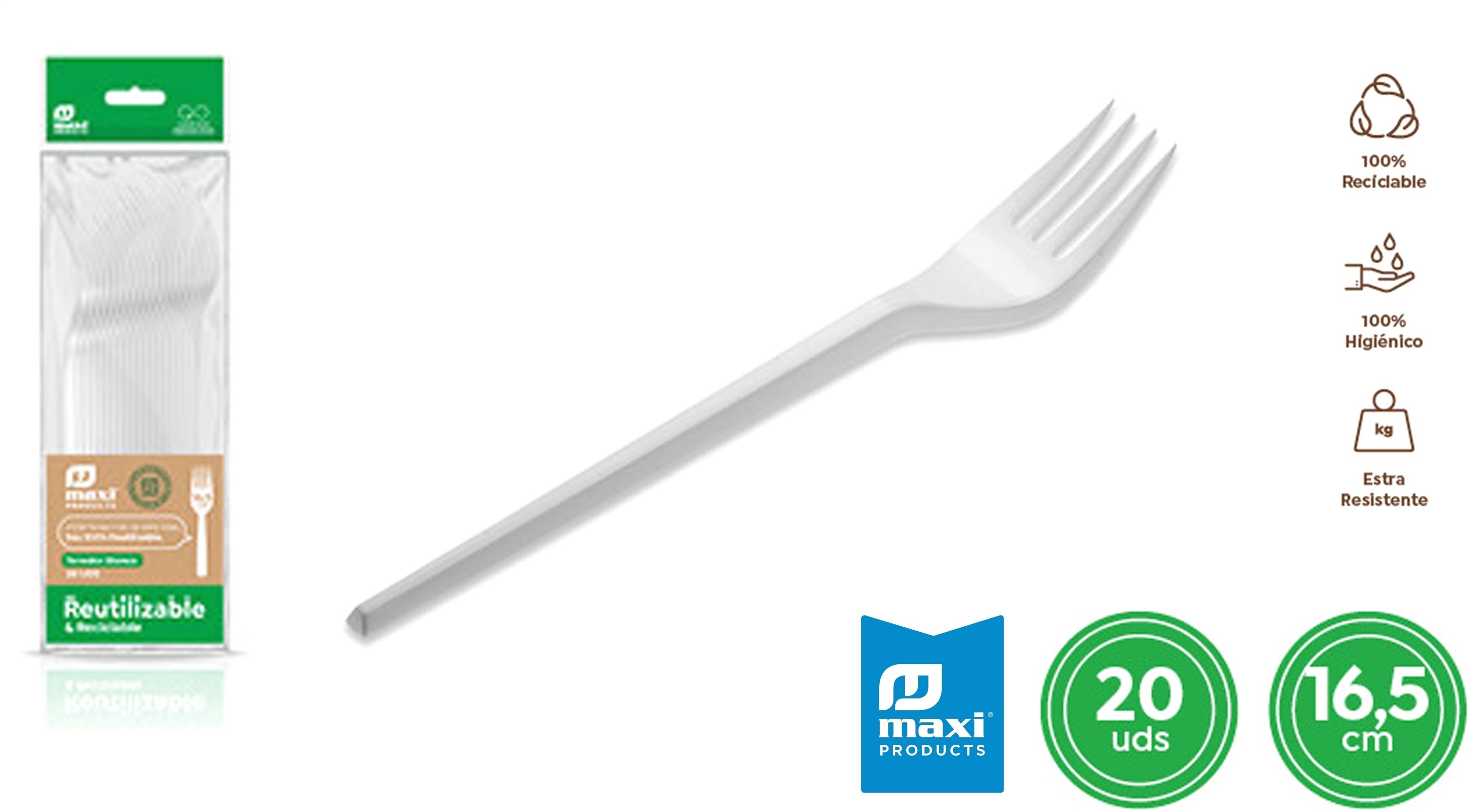TENEDOR BLANCO 1152REX 16,5CM 20UDS