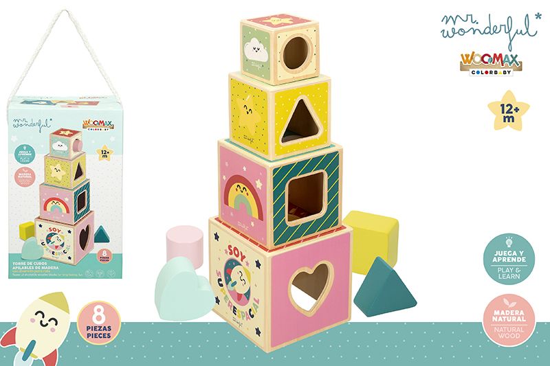 TORRE CUBOS MADERA 48801 MR WONDERFUL*