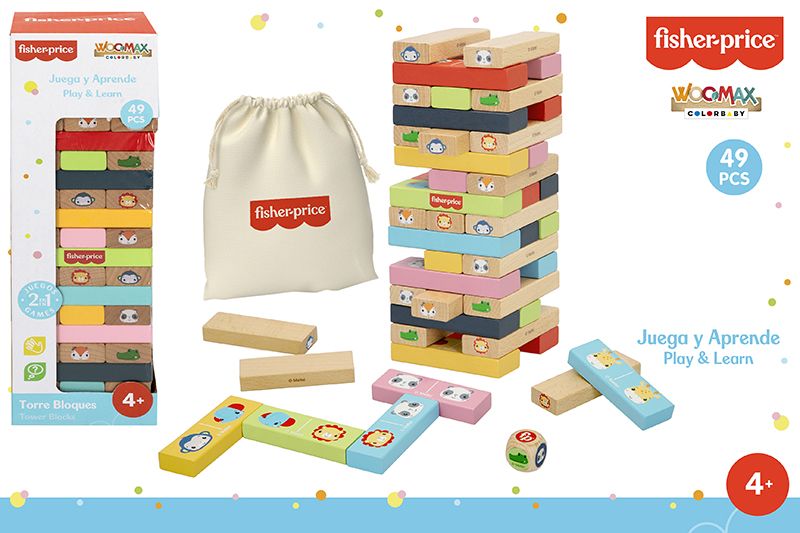 TORRE DE BLOQUES 48809 MADERA ANIMALES FISHER PRICE*