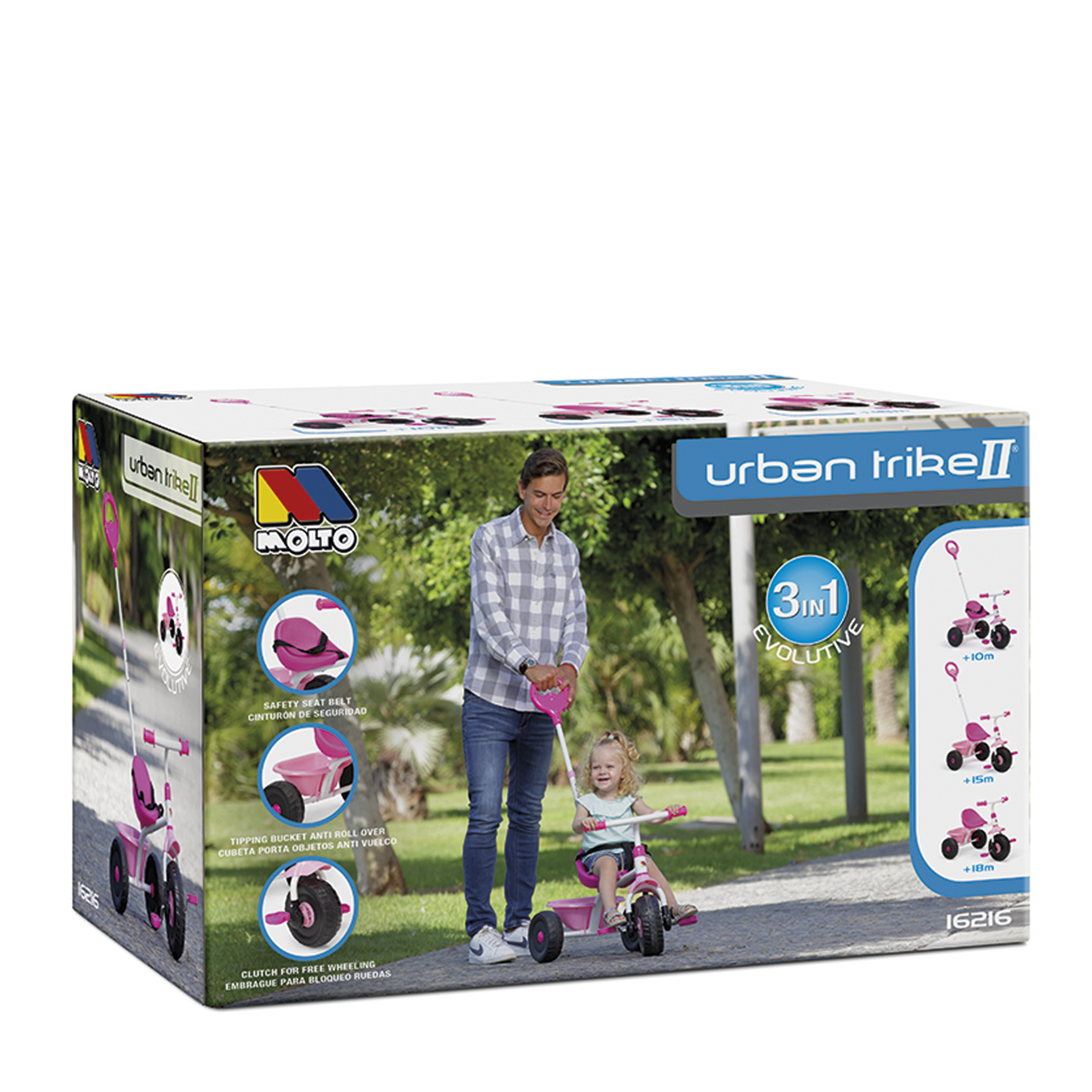 TRICICLO URBAN 19202 TRIKE BABY ROSA 3 EN 1