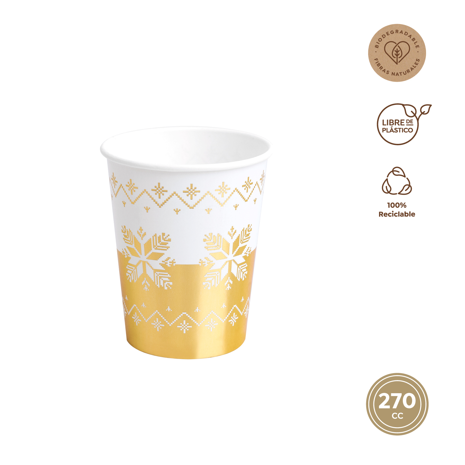 VASO CARTON 7666 270CC ORO SET 6UDS