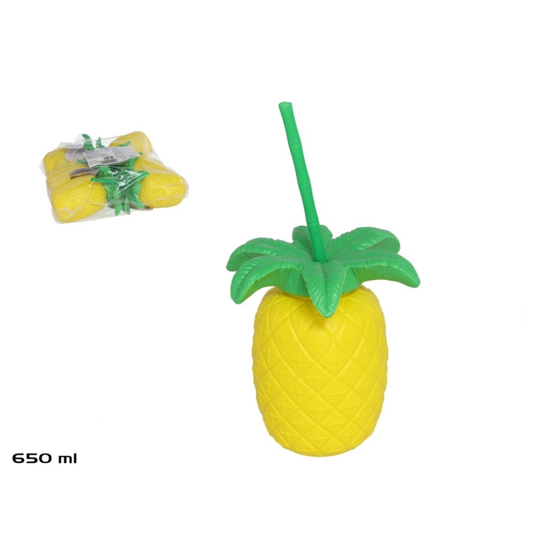 VASO PIÑA 650ML CON CAÑITA